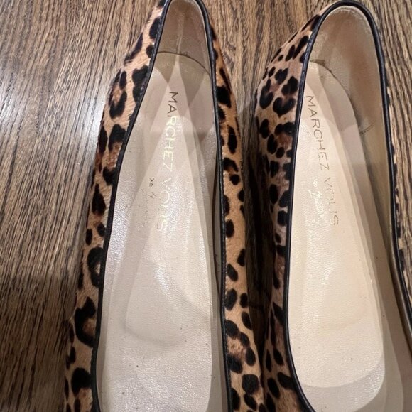 MARCHEZ VOUS Tan Leopard Pascale Calf-Hair Flat Size 9 - Picture 5 of 6